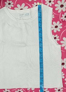 Branded White Ribbed Tank Top