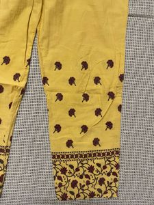 Mustard Yellow Floral Print Kurta Set with Dupatta