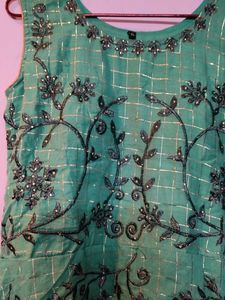 Green Embroidered Anarkali Dress