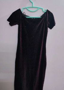 Velvet purple off shoulder dress