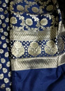 pure Banarasi dark blue suit set