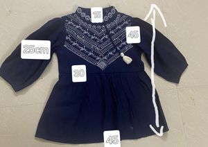 Navy Blue Embroidered Kurta