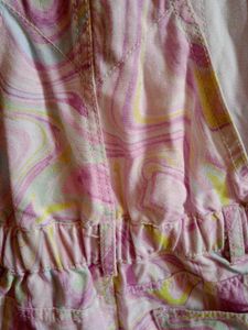 Pink Swirl Print Short Overalls