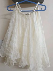 Elegant Pearl Neckline cream co-ord set.