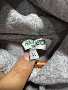 Kenzo Paris Grey Love Eye Embroidered Logo Hoodie