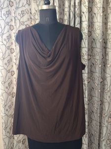 Chic Brown Drape Neck Top