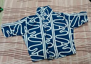 Cool Blue Abstract Print Short Sleeve Shirt
