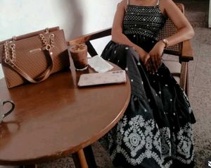 Elegant Black & White Ethnic Gown