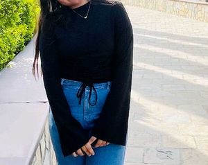 Chic Black Bell Sleeve Top