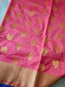 New Pink Saree with Golden Border