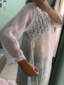 White Chikan-Gota Kurta