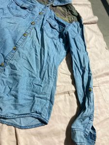 Denim Shirt with Camo Details