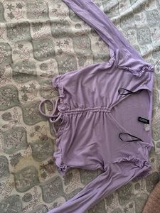 Lavender Ruched Long Sleeve Top