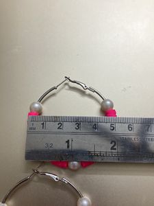 Pink Fimo Earring With White Beads