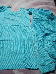 Blue Striped Kurta Set with Patiala Pants
