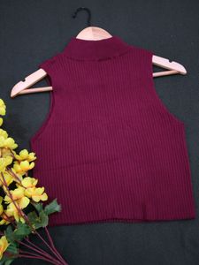 Rue21 Maroon Ribbed Knitted Stretchable Top Xl
