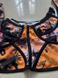 Unique Graphic Print Corset Top