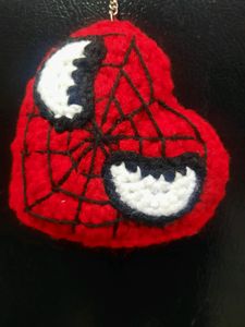 Crochet Batman Heart-Shaped Keychain