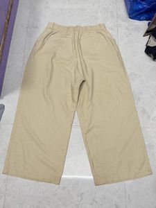 Uniqlo Wide Leg Beige Linen Trousers Pant