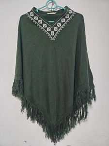 Boho Chic Green Poncho