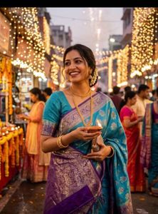 Stunning Blue & Purple Silk Saree