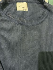 Ribbed Blue Top