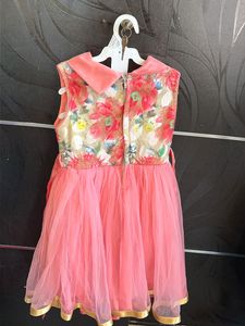 Girls Coral Floral Party Dress