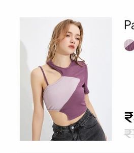 Cute Two-Tone Ribbed Crop Top