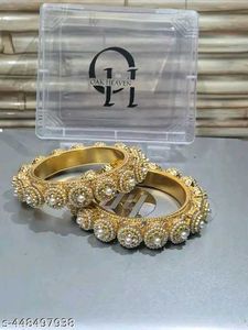 Elegant Gold Bangles with Pearls