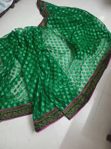 Green Saree with Pink Blouse