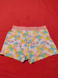 Women's Pink Parrot Print Cotton Shorts