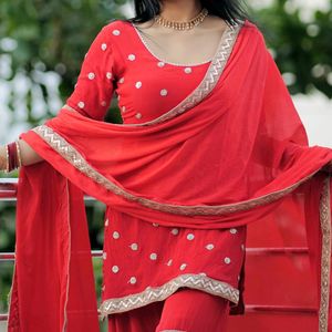Red Kurta Set with Dupatta