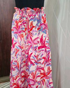 Chic Tropical Print Tiered Skirt