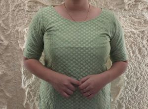Pastel Green Self Design Straight Kurti 💚