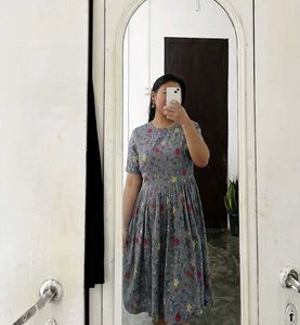 Grey Floral Print Maxi Dress