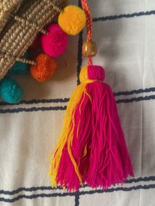 Cute Pom-Pom Jute Pouch