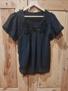 Elegant Sheer Black Party Top