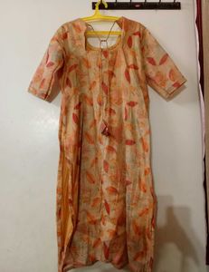 Orange Leaf Print kurta🧡