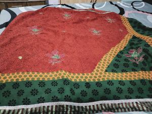 Vibrant Saree with Traditional Motifs