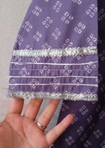 Purple Printed Kurta with Silver Embellishments
