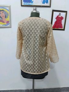 Elegant  Beige Printed sheer Kurta