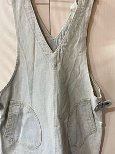 Light Wash Denim Pinafore Dress