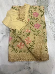 Georgette Saree With Full Thread Work