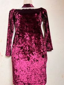 Burgundy Velvet Choker Dress
