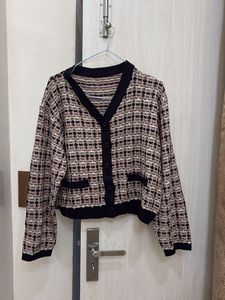 Chic Tweed Knit Cardigan (oversize)
