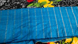 Blue Saree with Golden Stripes