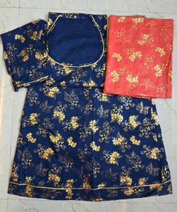 Navy Blue rajputi cotton silk suit