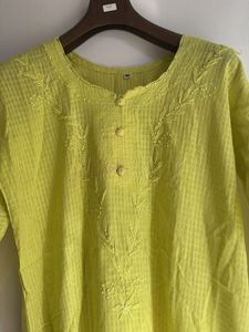 Lime green  Embroidered Kurta