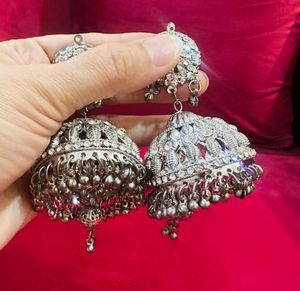 Exquisite Silver Tone Big Jhumka Earrings