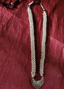Silver Oxidized Long Neckpiece